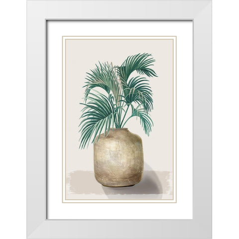 Palm Plant White Modern Wood Framed Art Print with Double Matting by Watts, Eva