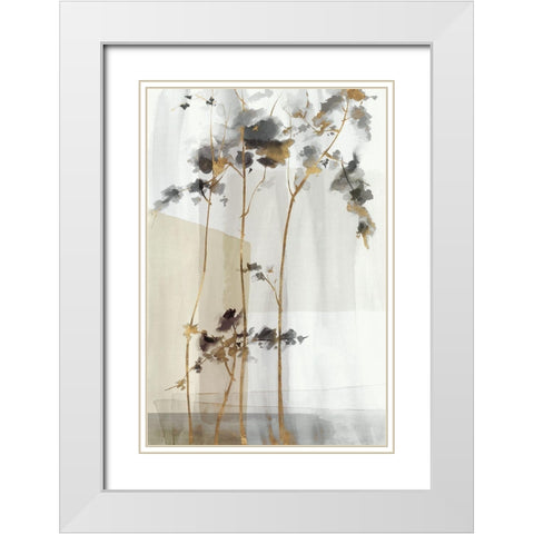 Golden Zen I White Modern Wood Framed Art Print with Double Matting by Watts, Eva