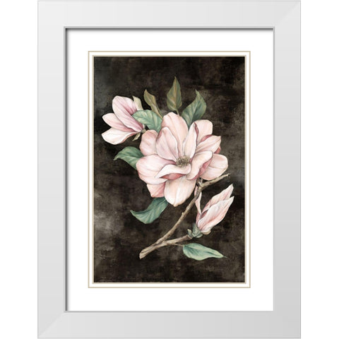 Pink Magnolia I White Modern Wood Framed Art Print with Double Matting by Watts, Eva