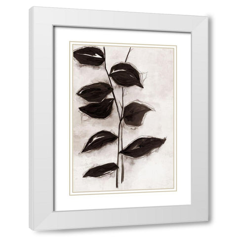 Leaves I  White Modern Wood Framed Art Print with Double Matting by Watts, Eva