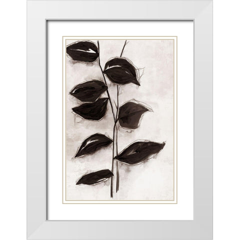 Leaves I  White Modern Wood Framed Art Print with Double Matting by Watts, Eva