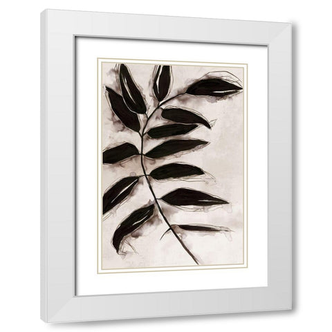 Leaves II  White Modern Wood Framed Art Print with Double Matting by Watts, Eva