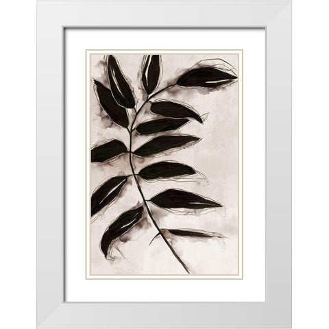 Leaves II  White Modern Wood Framed Art Print with Double Matting by Watts, Eva