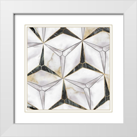 Star Tile  White Modern Wood Framed Art Print with Double Matting by Watts, Eva