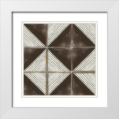 Square Tiles I  White Modern Wood Framed Art Print with Double Matting by Watts, Eva