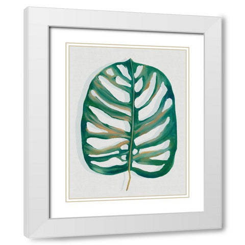 Modern Tropic Leaf I  White Modern Wood Framed Art Print with Double Matting by Watts, Eva