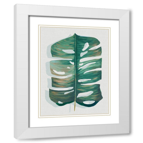 Modern Tropic Leaf III White Modern Wood Framed Art Print with Double Matting by Watts, Eva