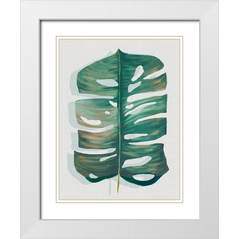 Modern Tropic Leaf III White Modern Wood Framed Art Print with Double Matting by Watts, Eva