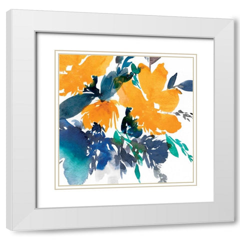 Indigo Flower I White Modern Wood Framed Art Print with Double Matting by Isabelle Z
