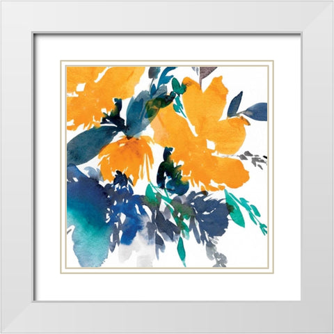 Indigo Flower I White Modern Wood Framed Art Print with Double Matting by Isabelle Z