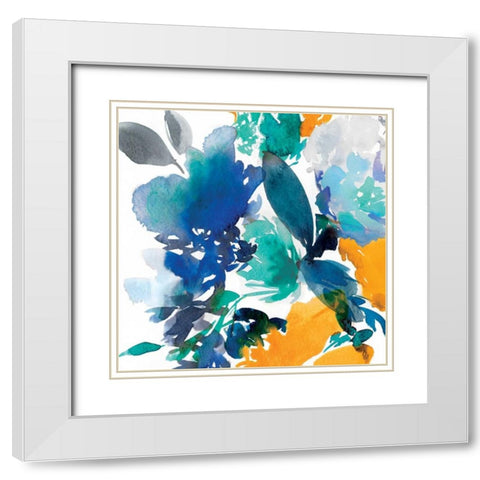 Indigo Flower II White Modern Wood Framed Art Print with Double Matting by Isabelle Z