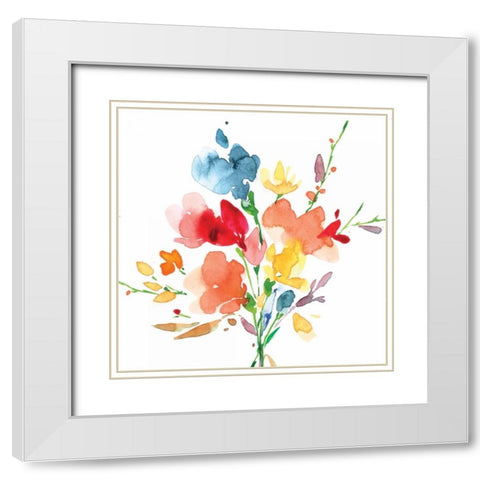Bouquet White Modern Wood Framed Art Print with Double Matting by Isabelle Z