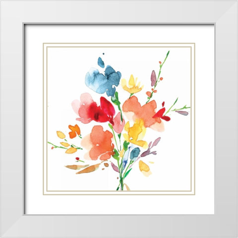 Bouquet White Modern Wood Framed Art Print with Double Matting by Isabelle Z
