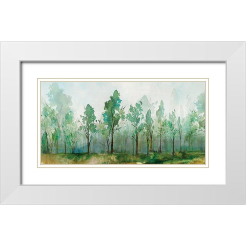 Faded Green White Modern Wood Framed Art Print with Double Matting by Isabelle Z