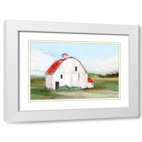 Red Barn I White Modern Wood Framed Art Print with Double Matting by Isabelle Z