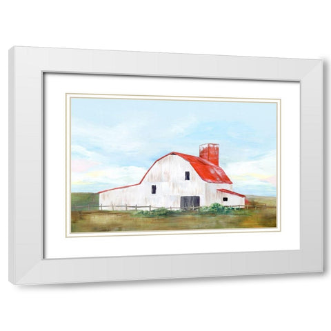 Red Barn II White Modern Wood Framed Art Print with Double Matting by Isabelle Z