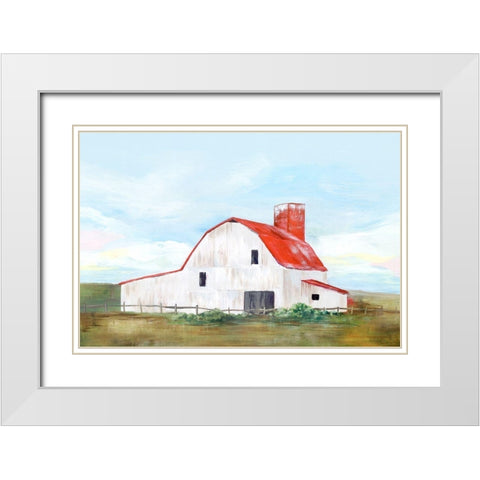 Red Barn II White Modern Wood Framed Art Print with Double Matting by Isabelle Z