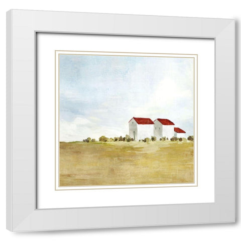 Red Farm House II  White Modern Wood Framed Art Print with Double Matting by Isabelle Z