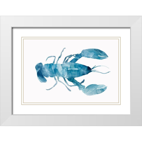 Blue Lobster White Modern Wood Framed Art Print with Double Matting by Isabelle Z