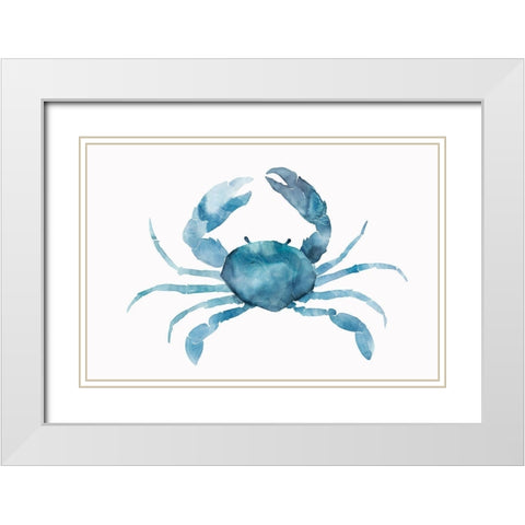 Blue Crab White Modern Wood Framed Art Print with Double Matting by Isabelle Z