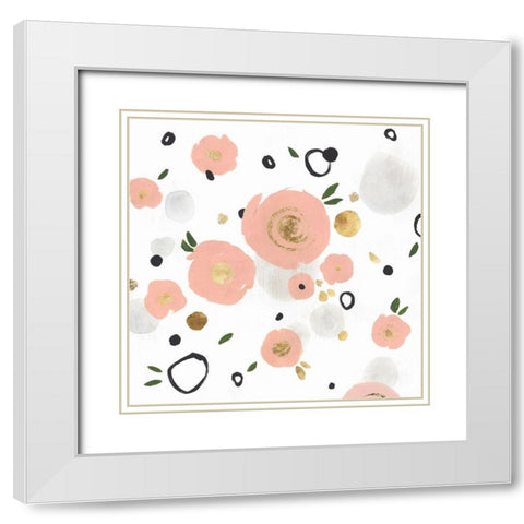 Petal Drop I White Modern Wood Framed Art Print with Double Matting by Isabelle Z