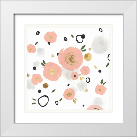 Petal Drop I White Modern Wood Framed Art Print with Double Matting by Isabelle Z
