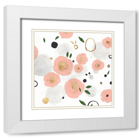 Petal Drop II White Modern Wood Framed Art Print with Double Matting by Isabelle Z