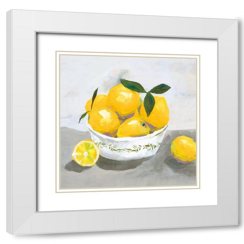 Lemons White Modern Wood Framed Art Print with Double Matting by Isabelle Z