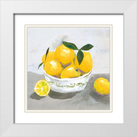 Lemons White Modern Wood Framed Art Print with Double Matting by Isabelle Z