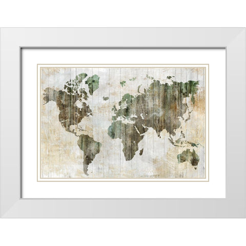 World Map I  White Modern Wood Framed Art Print with Double Matting by Isabelle Z