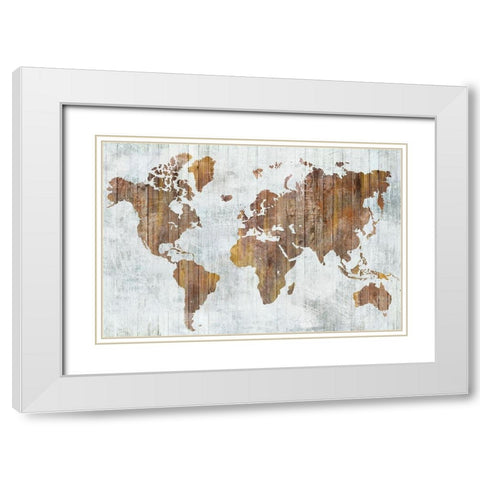 World Map II  White Modern Wood Framed Art Print with Double Matting by Isabelle Z