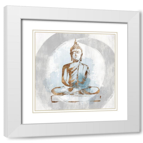 Buddhist I White Modern Wood Framed Art Print with Double Matting by Isabelle Z