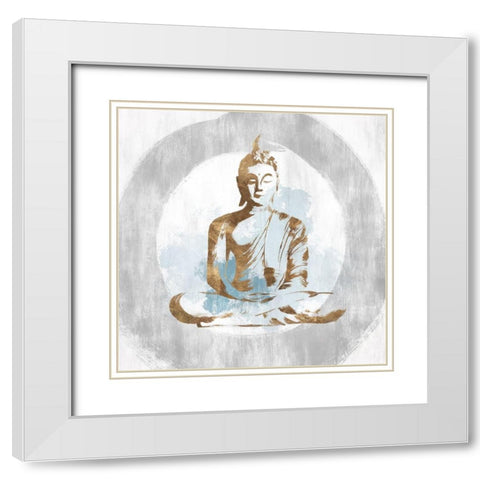 Buddhist II White Modern Wood Framed Art Print with Double Matting by Isabelle Z