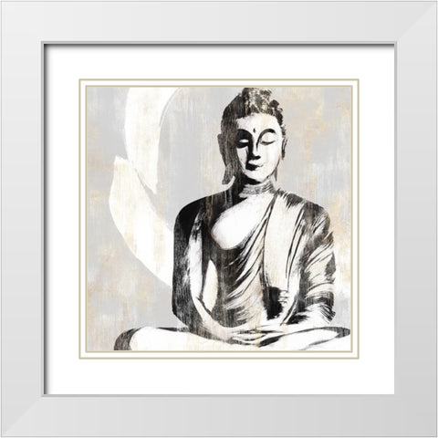 Buddha II White Modern Wood Framed Art Print with Double Matting by Isabelle Z