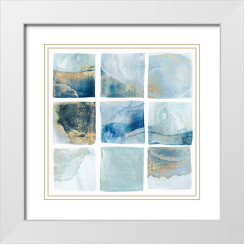Indigo Squares I White Modern Wood Framed Art Print with Double Matting by Isabelle Z