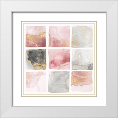 Blush Squares I White Modern Wood Framed Art Print with Double Matting by Isabelle Z