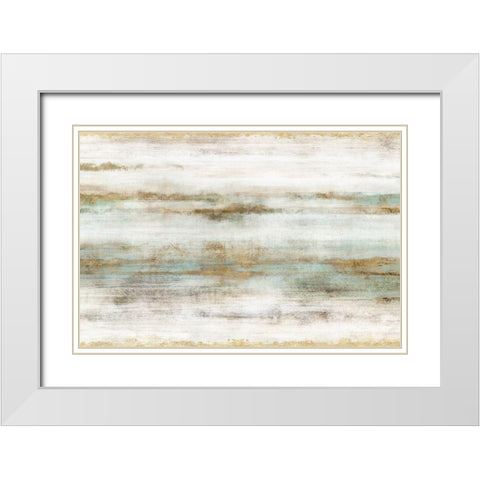 Golden Horizons White Modern Wood Framed Art Print with Double Matting by Isabelle Z