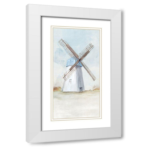 Blue Windmill I  White Modern Wood Framed Art Print with Double Matting by Isabelle Z
