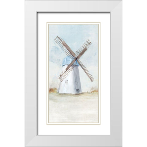 Blue Windmill I  White Modern Wood Framed Art Print with Double Matting by Isabelle Z