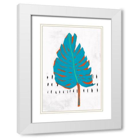 Blue Tropical Leaf I  White Modern Wood Framed Art Print with Double Matting by Isabelle Z