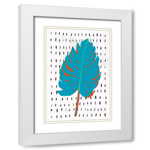 Blue Tropical Leaf II  White Modern Wood Framed Art Print with Double Matting by Isabelle Z