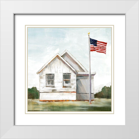 American Flag  White Modern Wood Framed Art Print with Double Matting by Isabelle Z