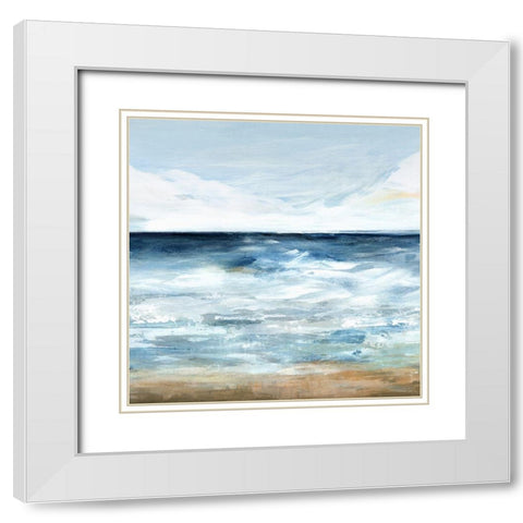 Blue Ocean I  White Modern Wood Framed Art Print with Double Matting by Isabelle Z