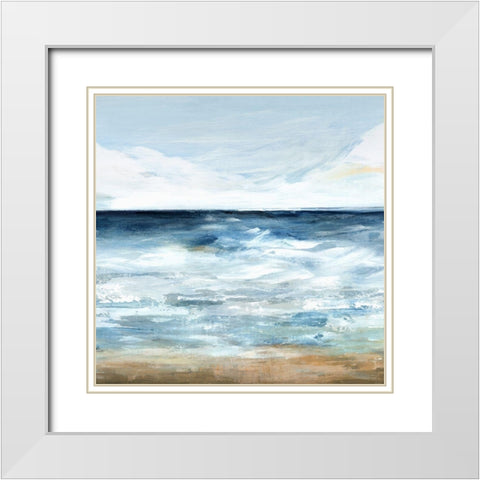 Blue Ocean I  White Modern Wood Framed Art Print with Double Matting by Isabelle Z