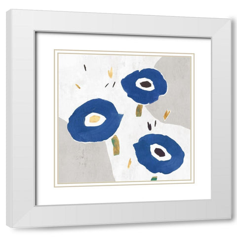 Blue Cluster I  White Modern Wood Framed Art Print with Double Matting by Isabelle Z