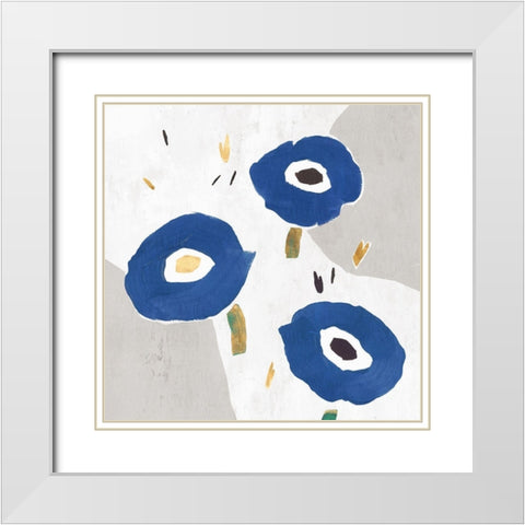 Blue Cluster I  White Modern Wood Framed Art Print with Double Matting by Isabelle Z