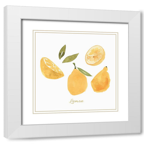 Fresh Lemons White Modern Wood Framed Art Print with Double Matting by Isabelle Z