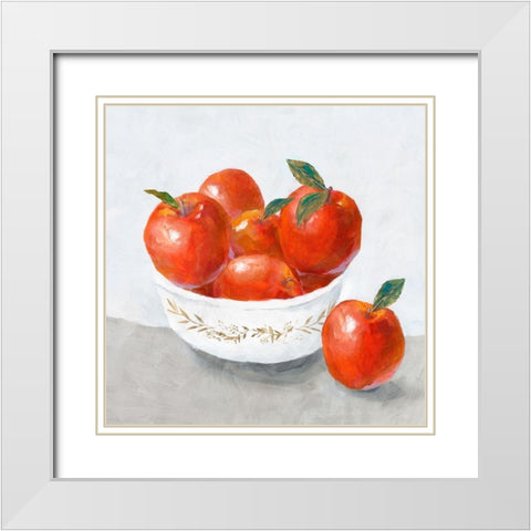 Apples  White Modern Wood Framed Art Print with Double Matting by Isabelle Z