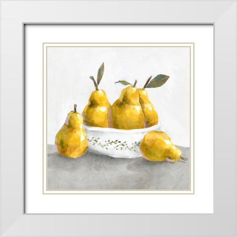 Pears White Modern Wood Framed Art Print with Double Matting by Isabelle Z