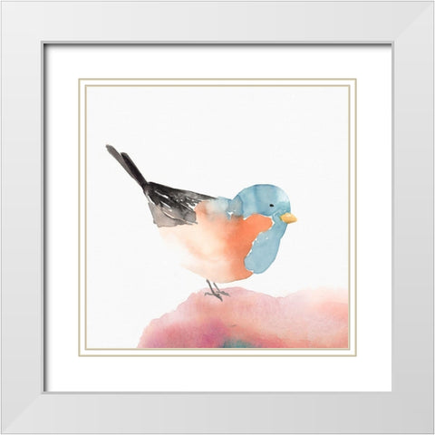 Birdie II White Modern Wood Framed Art Print with Double Matting by Isabelle Z